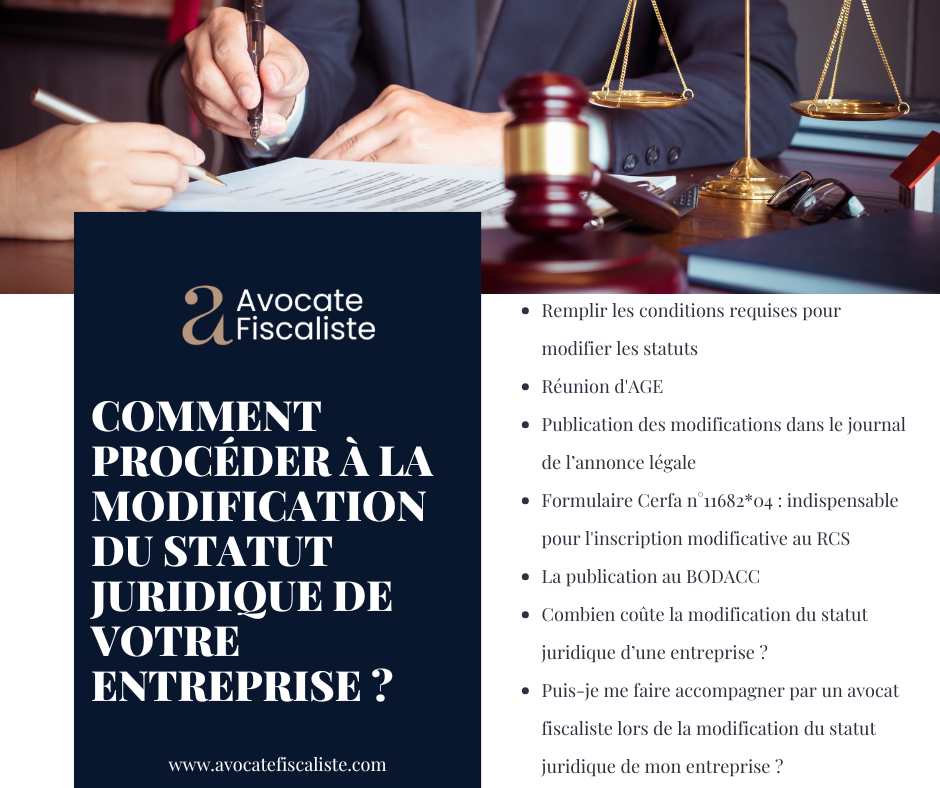 Modification statut juridique entreprise